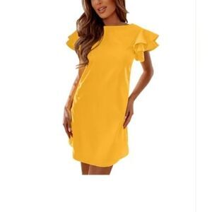 Yellow ruffle sleeve dress NWOT